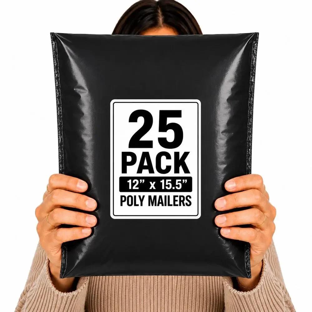 POLYMAILERS BLACK SHIPPING BAGS (25 PACK) 12